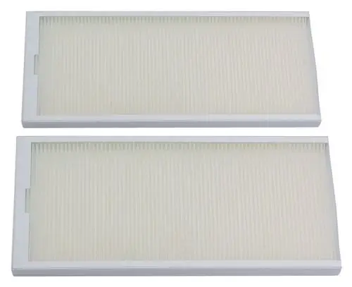 Feinfilterset in rechteckiger Form, bestehend aus zwei Einheiten, geeignet für Systeme der Marke Vaillant. Die Oberflächen sind gerillt und in einem neutralen Farbton gehalten.